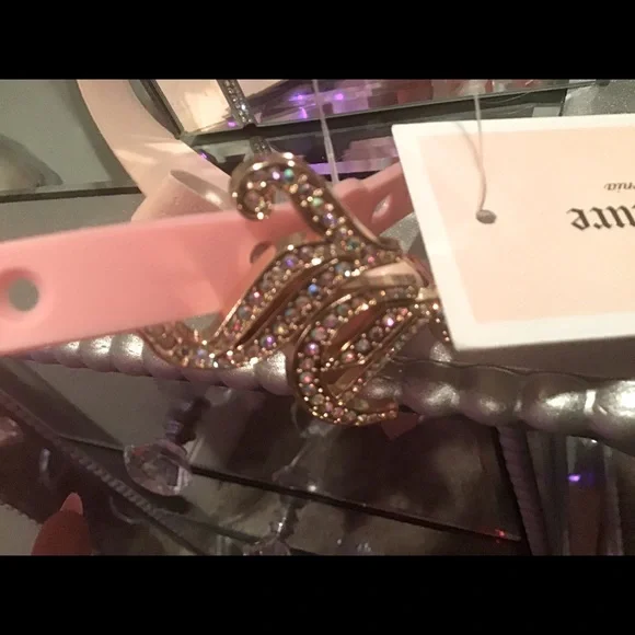 Beautiful Swarovski Crystal baby pink leather belt Juicy Couture